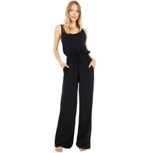 Barefoot Dreams Sleeveless Tie Waist Wide Leg Jumpsuit Black Women's Size Medium